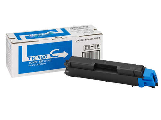 Best Value Kyocera Toner Cartridge TK-580 C - CYAN - 2.800 Pages Standard Capacity Genuine Premium Printer Toner - 1T02KTCNL0 - T2KTCNL0 - for FS-C5100DN / FS-C5150DN / ECOSYS P6021cdn