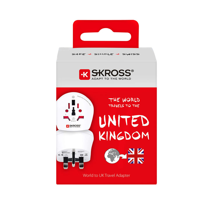 SKross Travel Adapter World-to-UK Earthed