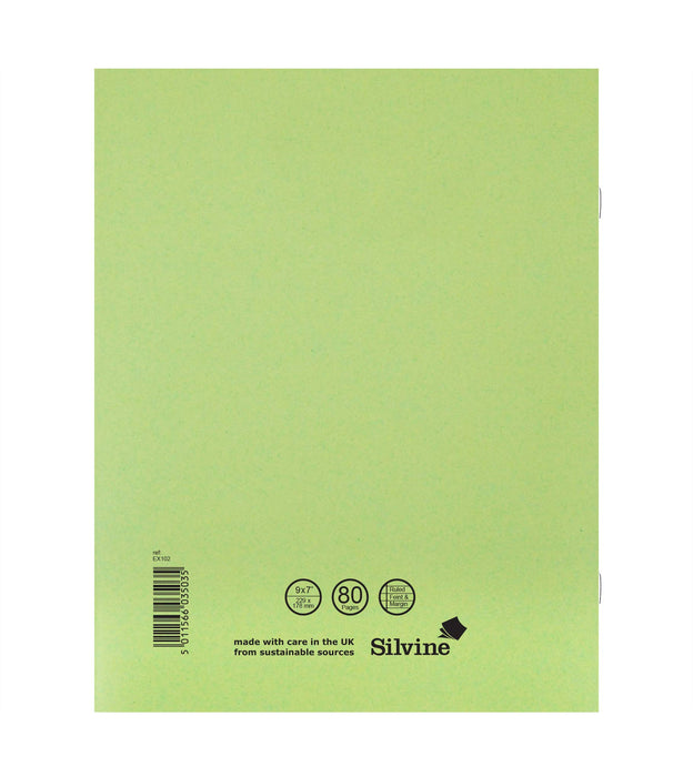 Best Value Silvine Exercise Book Ruled and Margin 80 Pages 229x178mm Green Ref EX102 [Pack of 10]