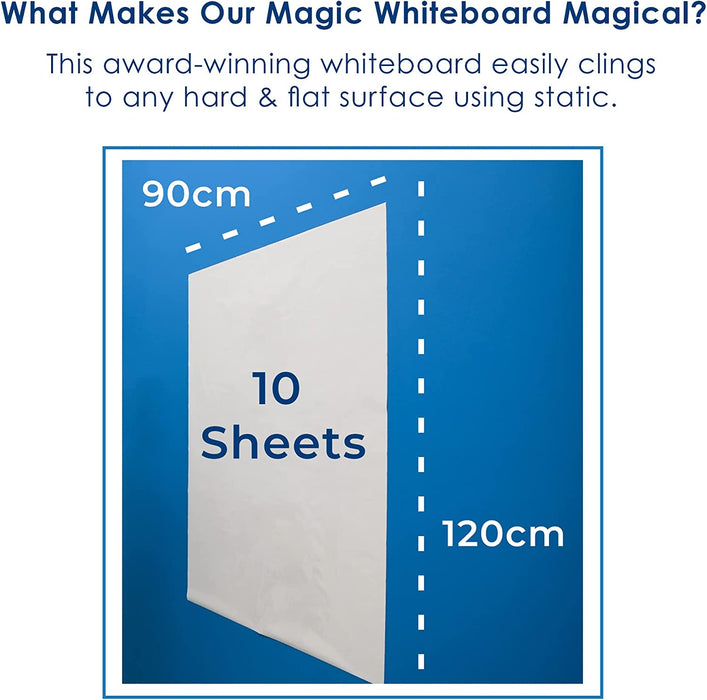 Large Whiteboard Sheets Stick on Wall - A0 Size