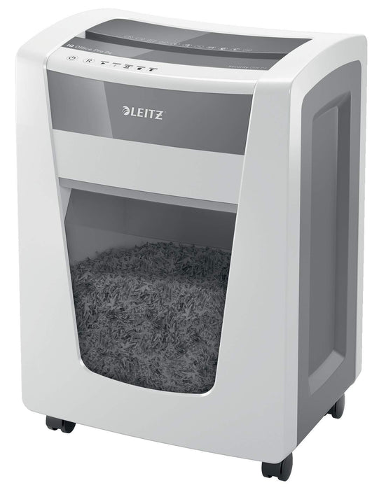 Best Value Leitz IQ Office Pro P4 Cross Cut Paper Shredder, Shreds 20 Sheets, 30 Litre Bin, White, 80061000