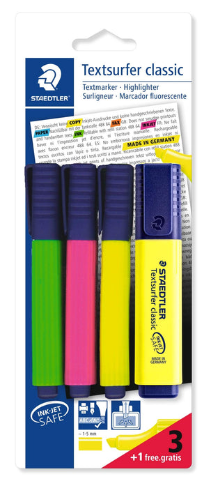 Best Value STAEDTLER 364 A BK4D Textsurfer Highlighter Bonus Pack, Assorted Colours, Pack of 3+1