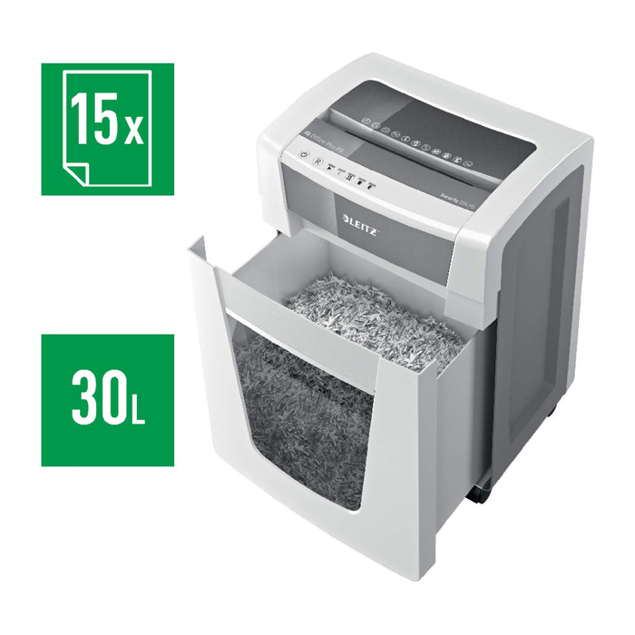 Best Value Leitz IQ Office Pro P5 Micro Cut Paper Shredder, Shreds 15 Sheets, 30 Litre Bin, White, 80051000