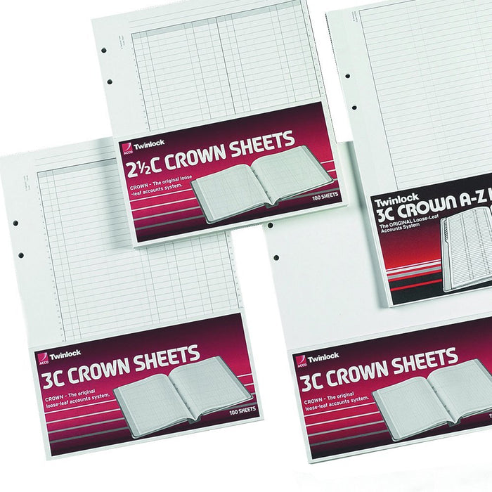 Best Value Rexel Twinlock Crown 3C Refill Sheets Double Ledger (Pack of 100 Sheets)