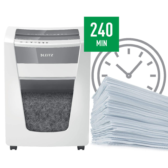 Best Value Leitz IQ Office Pro P5 Micro Cut Paper Shredder, Shreds 15 Sheets, 30 Litre Bin, White, 80051000