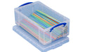 Best Value Really Useful Storage Box Plastic Lightweight Robust Stackable, 12 Litre - Clear