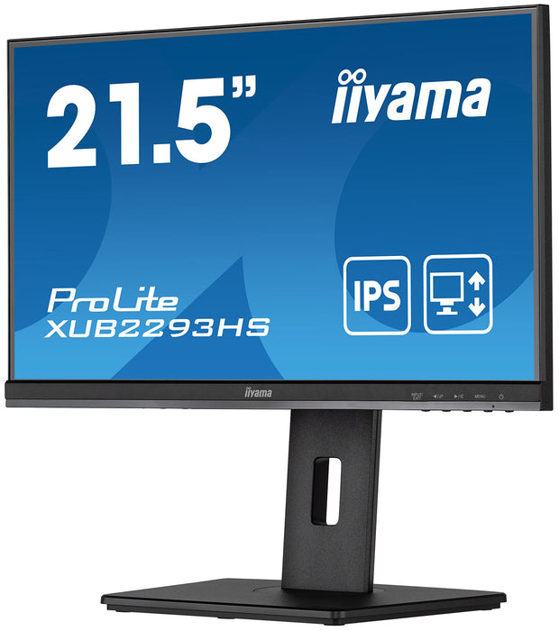 iiyama ProLite XUB2293HS-B5 - LED monitor - 22" (21.5" viewable) - 1920 x 1080 Full HD (1080p) @ 75 Hz - IPS - 250 cd/m² - 1000:1 - 3 ms - HDMI, DisplayPort - speakers - matte black