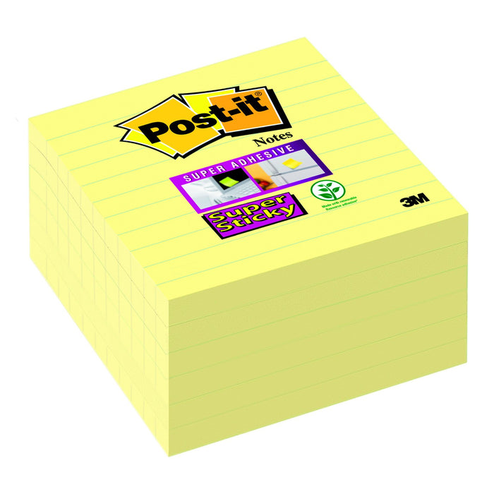 Best Value Post-it 101 x 101 mm Super Sticky Lined Notes - Canary Yellow (Pack of 6)