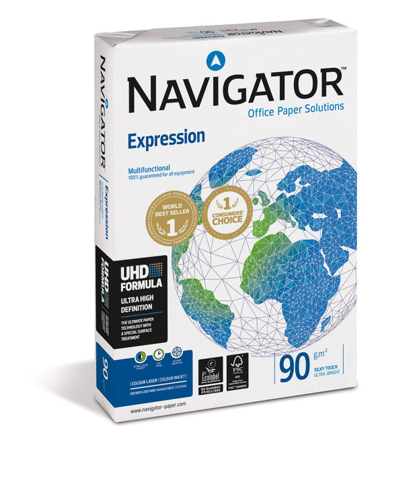 Best Value Navigator Expression Multifunctional Paper Extra Smooth Ream-Wrapped 90gsm A4 White Ref NEX0900024 [500 Sheets]