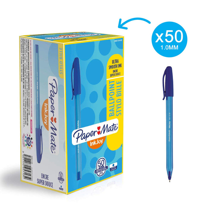 Best Value Paper Mate InkJoy 100 CAP Ball Pen with 1.0 mm Medium Tip - Blue, Pack of 50