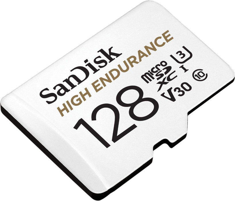 Best Value SanDisk High Endurance Video Monitoring Cards for Dashcams and Home Monitoring 128 GB MicroSDXC Card + SD Adapter, Up to 100 MB/s Read and 40 MB/s Write, Class 10, U3, V30, White