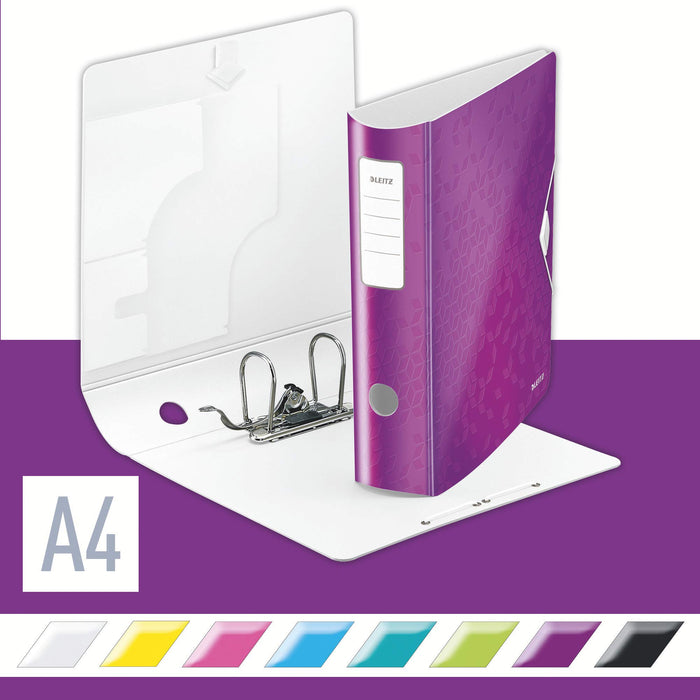 Best Value Leitz Lever Arch File, Metallic purple, A4, Curved spine 75mm width, Elastic fastening, Light polyfoam, WOW Range, 11060062