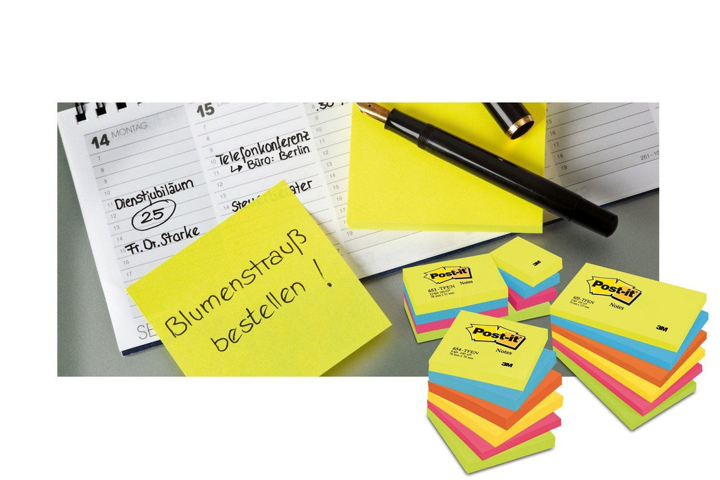 Best Value Post-it 654/6 Notes, 76 x 76 mm - Canary Yellow, 12 Pads (100 Sheets Per Pad)