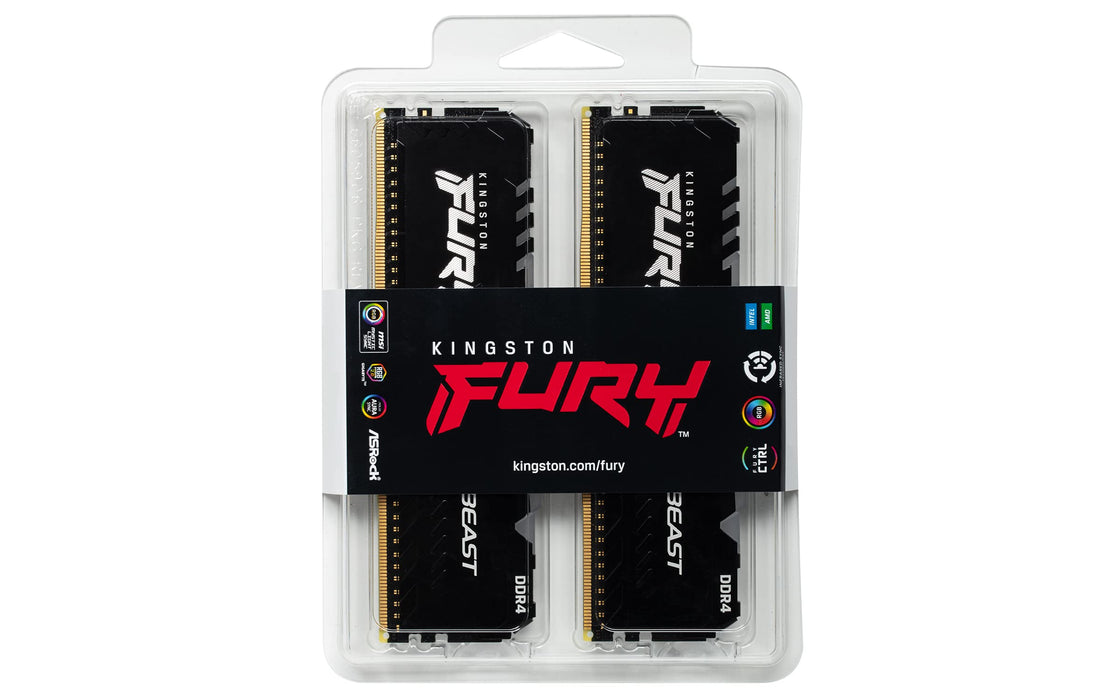 Kingston FURY Beast RGB - DDR4 - kit - 32 GB: 2 x 16 GB - DIMM 288-pin - 2666 MHz / PC4-21300 - CL16 - 1.2 V - unbuffered - non-ECC - black