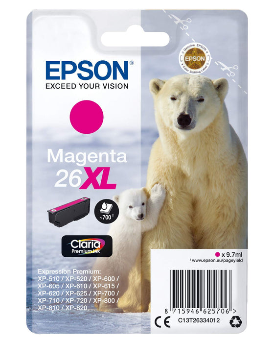 Best Value Epson Polar Bear 26 Ink Cartridge, XL High Capacity, Magenta, Genuine, Amazon Dash Replenishment Ready