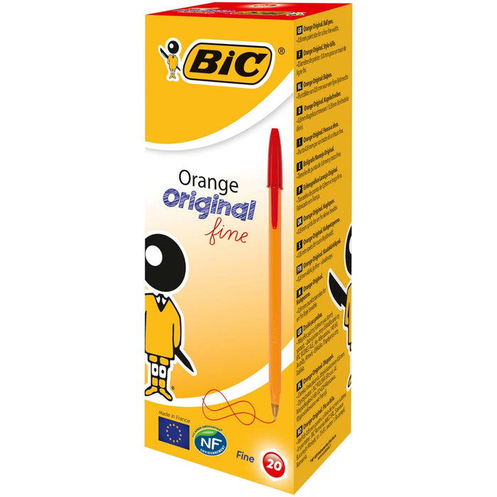 Best Value BIC Orange Original Fine Ballpoint Pens Fine Point (0.8 mm) - Red, Box of 20