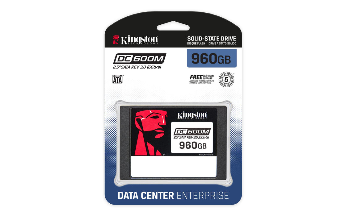 Kingston DC600M - SSD - Mixed Use - encrypted - 960 GB - internal - 2.5" - SATA 6Gb/s - 256-bit AES - Self-Encrypting Drive (SED)