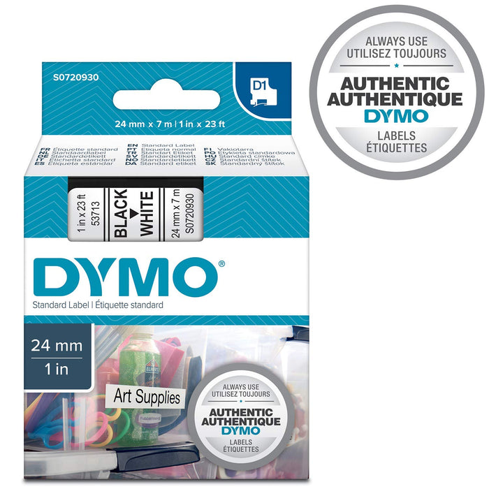 Best Value Dymo 24 mm x 7 m D1 Labels, Self-Adhesive Labels for LabelManager Label Printers, Authentic, Black Print on White