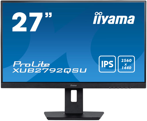 iiyama ProLite XUB2792QSU-B5 - LED monitor - 27" - 2560 x 1440 WQHD @ 75 Hz - IPS - 350 cd/m² - 1000:1 - 5 ms - HDMI, DVI, DisplayPort - speakers - matte black