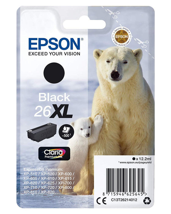 Best Value Epson Polar Bear 26 Ink Cartridge X-Large High Capacity, Black, Genuine, Amazon Dash Replenishment Ready