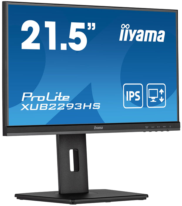 iiyama ProLite XUB2293HS-B5 - LED monitor - 22" (21.5" viewable) - 1920 x 1080 Full HD (1080p) @ 75 Hz - IPS - 250 cd/m² - 1000:1 - 3 ms - HDMI, DisplayPort - speakers - matte black