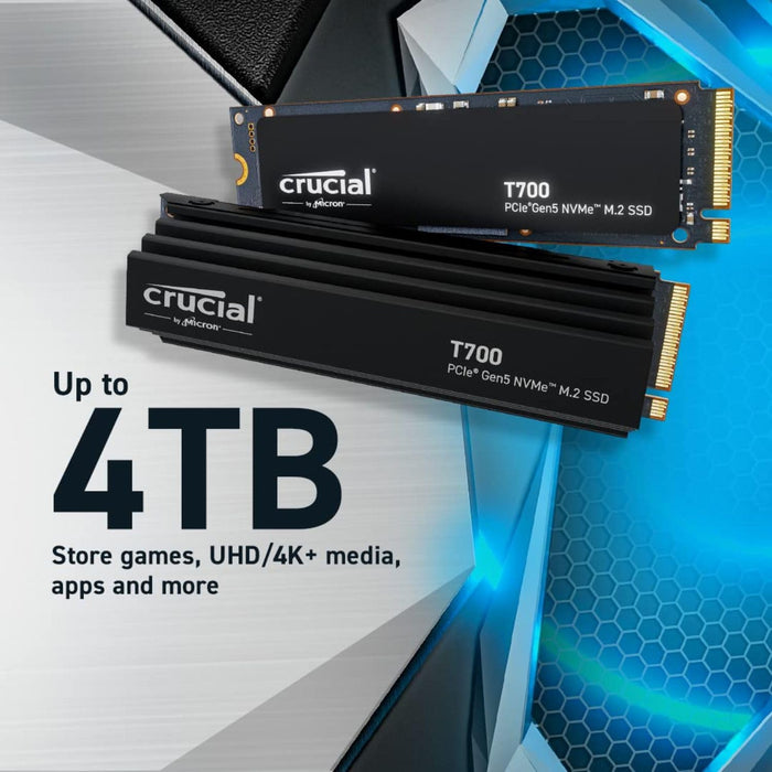 Crucial T700 1TB PCIe SSD with heatsink