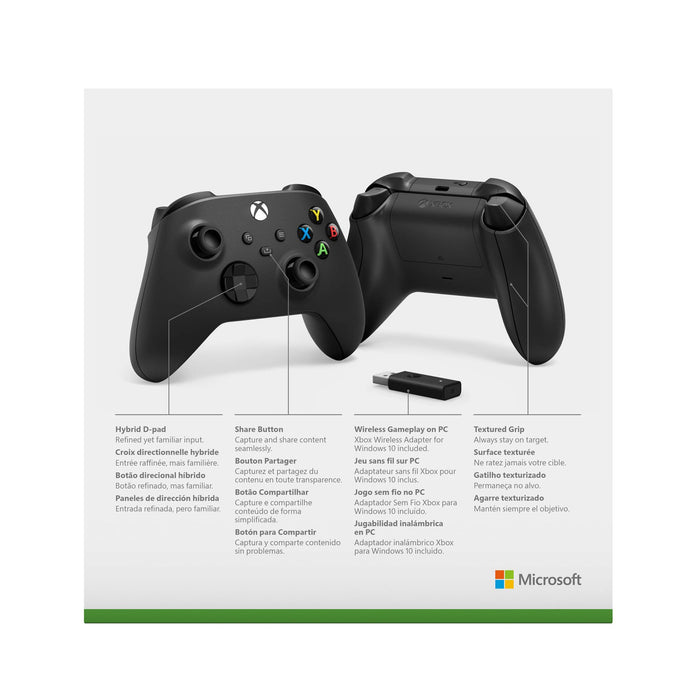 Microsoft Xbox Series Controller Carbon Black + Wireless Adapter for Windows 10