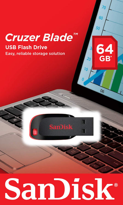 Best Value SanDisk SDCZ50-064G-B35 64 GB Cruzer Blade USB 2.0 Flash Drive - Black ( Standard Packaging )