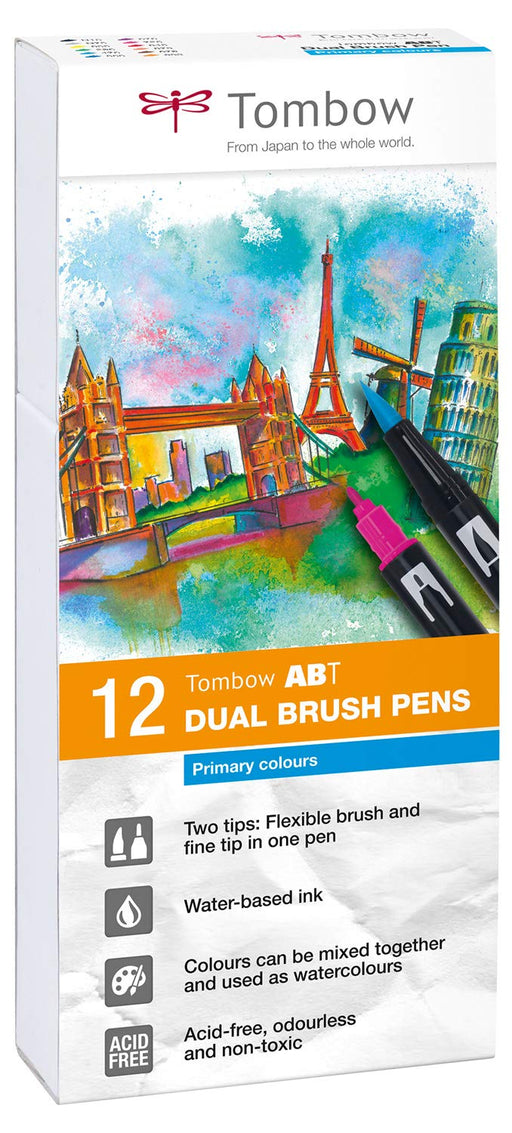 Best Value Tombow ABT Dual Brush Pen - Primary Colours (Pack of 12)