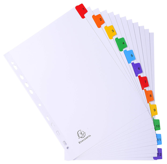 Best Value Exacompta Mylar Printed Indices, A4, 12 Parts (1-12) - White