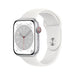 Apple Watch Series 8 (GPS + Cellular) - 45 mm - silver aluminium - smart watch with sport band - fluoroelastomer - white - band size: Regular - 32 GB - Wi-Fi, LTE, Bluetooth, UWB - 4G - 38.8 g