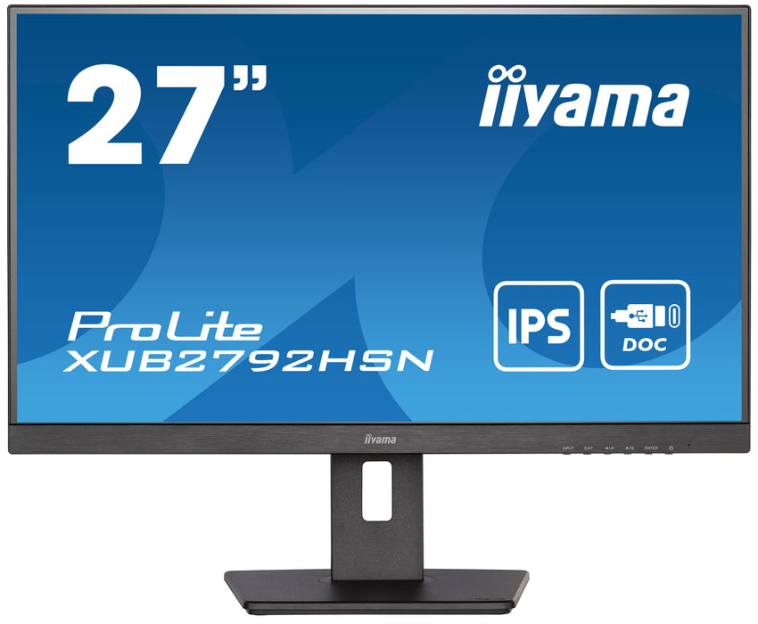 iiyama ProLite XUB2792HSN-B5 - LED monitor - 27" - 1920 x 1080 Full HD (1080p) @ 75 Hz - IPS - 250 cd/m² - 1000:1 - 4 ms - HDMI, DisplayPort, USB-C - speakers - matte black