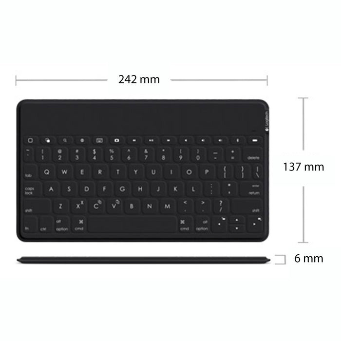 Best Value Logitech Keys-To-Go Wireless Bluetooth Keyboard For iPhone, iPad, Smartphone, Tablet, Android, Windows, Apple TV, Ultra-Thin, Ultra-Light, Short-Cut Keys, QWERTY UK Layout - Black