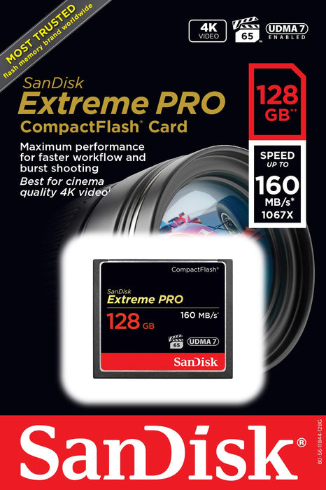 Best Value SanDisk Extreme Pro 128 GB 160 MB/s CompactFlash Memory Card - Black/Gold/Red