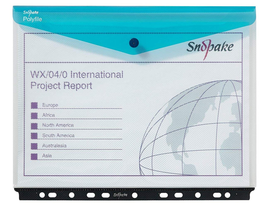 Snopake Document Wallet A4 Press Stud PP (Polypropylene) Landscape 33.5 (W) x 0.9 (D) x 23.8 (H) cm Assorted Pack of 5