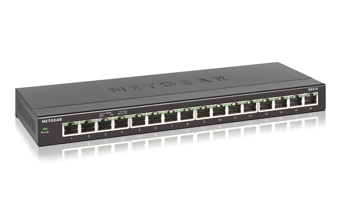 Best Value NETGEAR 16-Port Gigabit Ethernet Network Switch, Hub, Internet Splitter (GS316) - Desktop, Fanless Housing for Quiet Operation