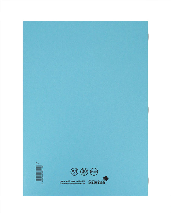 Best Value Silvine Exercise Book Plain 75gsm 80 Pages A4 Blue Ref EX114 [Pack of 10]