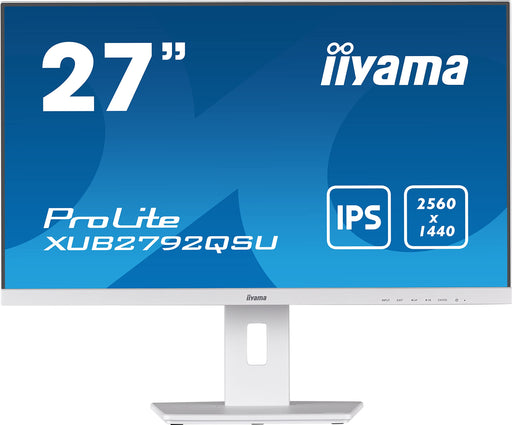 iiyama ProLite XUB2792QSU-W5 - LED monitor - 27" - 2560 x 1440 WQHD @ 75 Hz - IPS - 350 cd/m² - 1000:1 - 5 ms - HDMI, DVI, DisplayPort - speakers - matt white