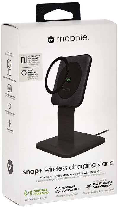 ZAGG mophie snap+ - Wireless charging stand + AC power adapter - 15 Watt - black - United Kingdom