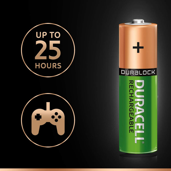 Duracell Rechargeable AA 2500 mAh Batteries Ideal for Xbox Controller, Pack of 4