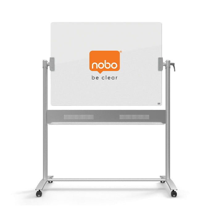 Best Value Nobo Glass Mobile Whiteboard with Horizontal Pivot (Flips Top to Bottom), Magnetic, 1200 x 900 mm, Includes Marker and Extra Strong Magnets, White, 1903943