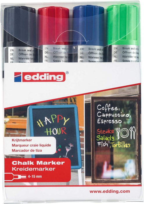 Best Value Edding 4090-4999 Chalk Marker with Broad Nib - Assorted Colours (Pack of 4)