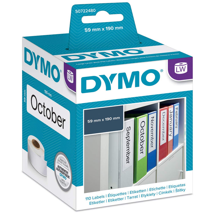 Best Value Dymo 59 mm x 190 mm LW Multi-Purpose/LAF Large Labels, Roll of 110 Easy-Peel Labels, Self-Adhesive, for LabelWriter Label Makers, Authentic