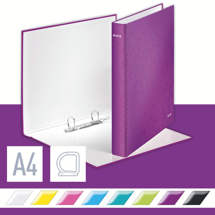 Best Value Leitz 2 Ring Binder, Holds up to 230 Maxi Sheets, Wow Range, 40 mm Spine, 42410062 - A4, Purple