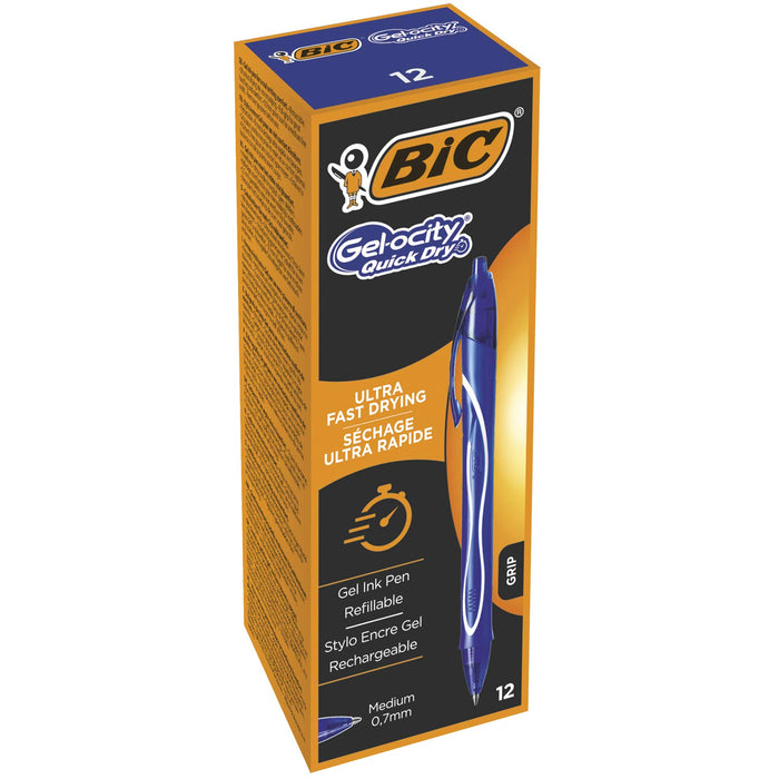 Best Value BIC Gel-ocity Quick Dry Ballpoint Pens - Blue, Box of 12