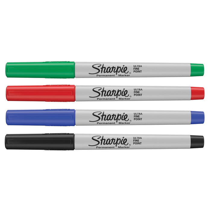 Best Value Sharpie Permanent Markers, Ultra-Fine Tip, Assorted Standard Colours, Pack of 4