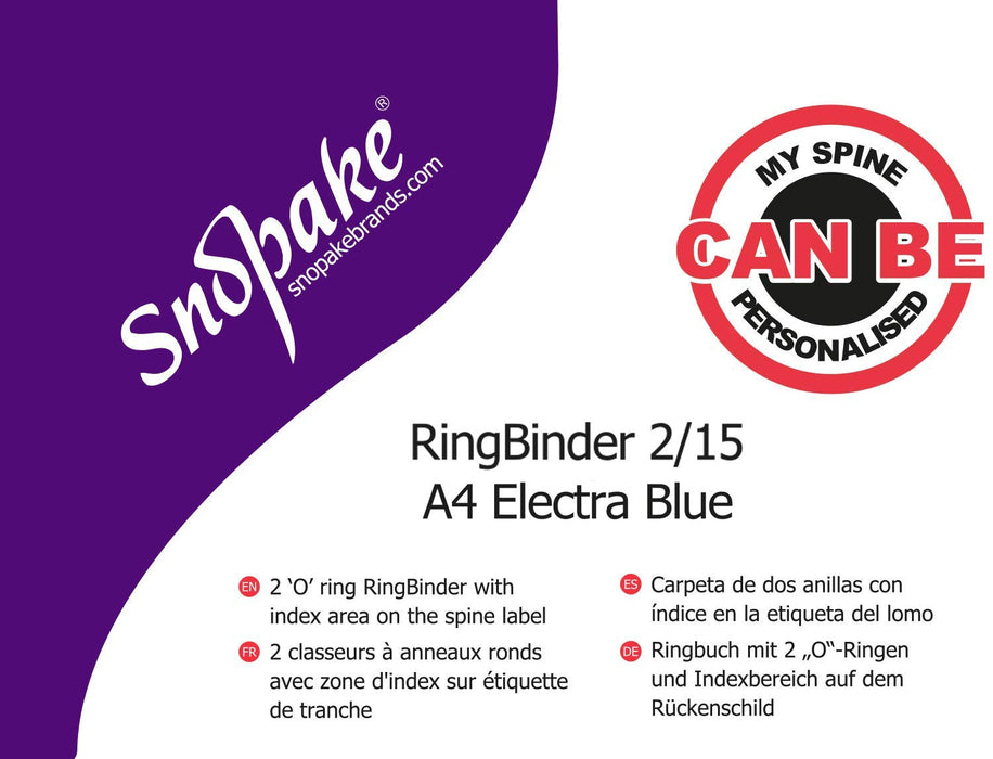 Best Value Snopake 2 Ring 15 mm A4 Electra Blue Ring Binder, O-Ring Ref 10120, Pack of 10