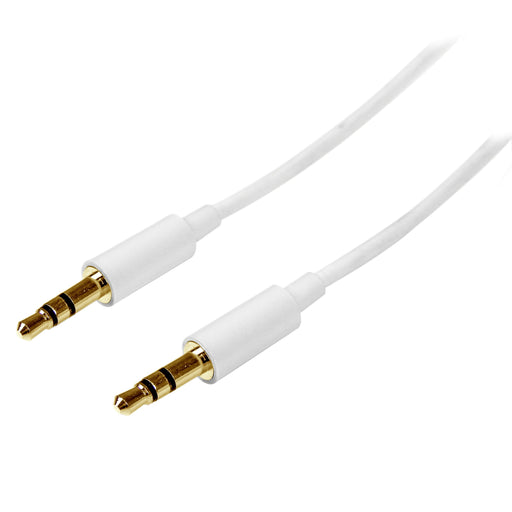 Best Value StarTech 2m 3.5mm Male to Male Slim Stereo Aux Audio Cable for Headphone - White