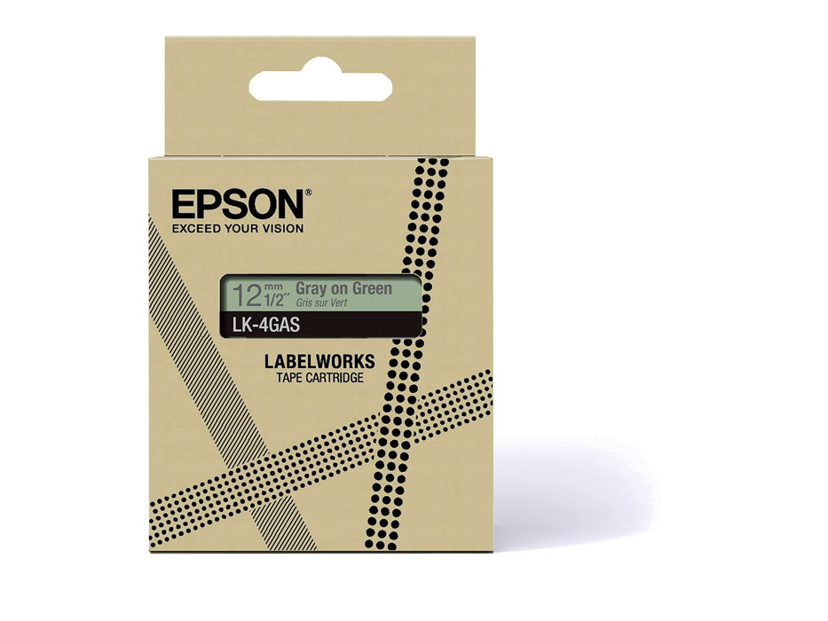 Epson LK-4GAS Gray on Soft Green Tape Cartridge 12mm - C53S672105