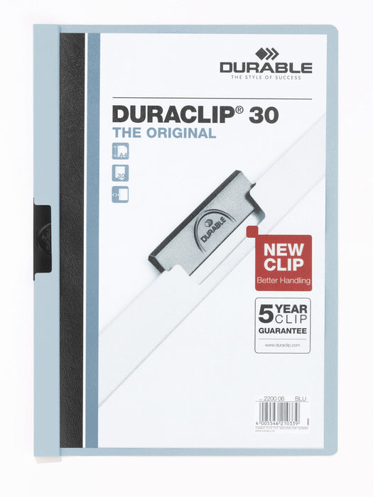 Best Value Durable DURACLIP 30 PVC Clip Folder, A4 Size - Light Blue